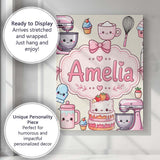 Personalised Name Kawaii Baking Mixer Cake Custom  Unique Gift Idea Elegant Feature Canvas Wall Art Print Decor Picture Ready to Hang