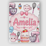 Personalised Name Kawaii Baking Mixer Cake Custom  Unique Gift Idea Elegant Feature Canvas Wall Art Print Decor Picture Ready to Hang