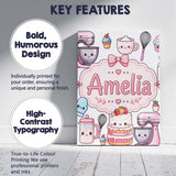Personalised Name Kawaii Baking Mixer Cake Custom  Unique Gift Idea Elegant Feature Canvas Wall Art Print Decor Picture Ready to Hang