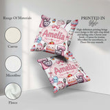 Custom Name Kawaii Baking Mixer Cake Cupcake Tools on Light Grey Square Filled Cushion Throw Pillow Sofa Bed Home Decor Zip Washable UK Made