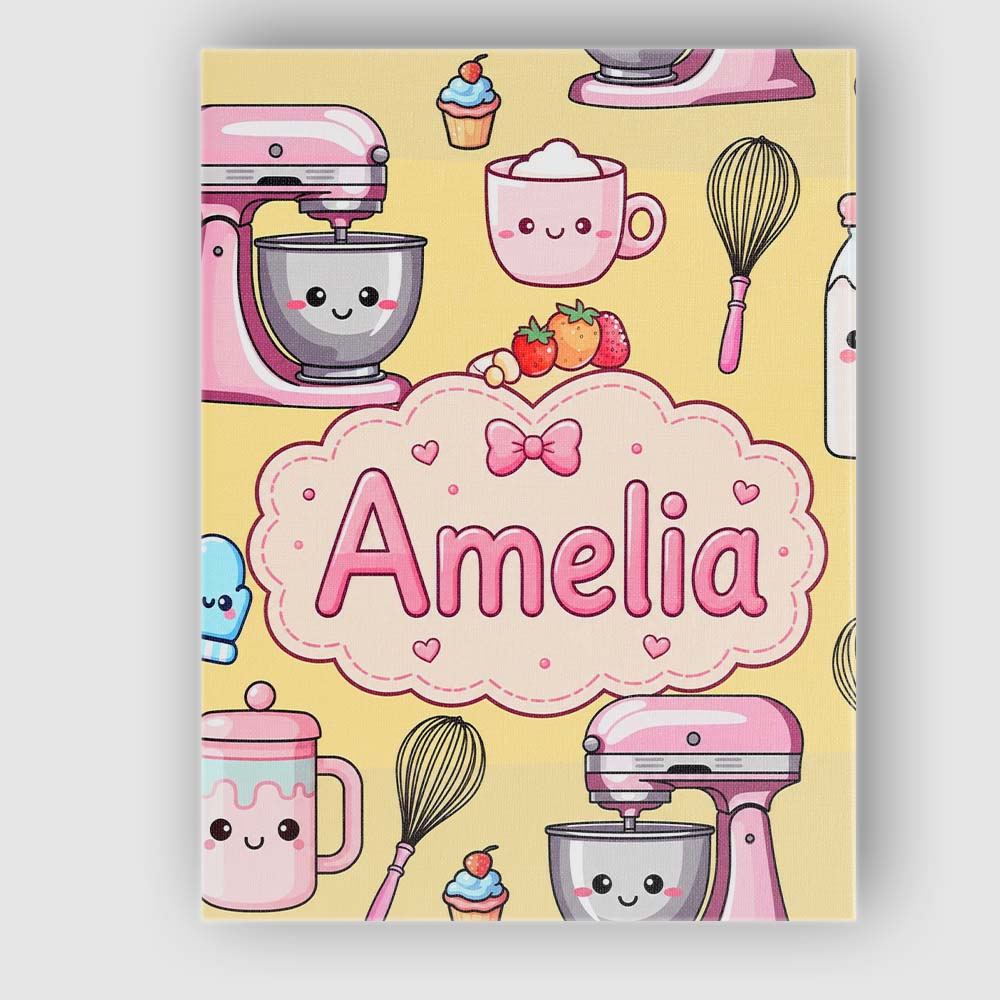 Personalised Name Kawaii Baking Mixer Cake Custom  Unique Gift Idea Elegant Feature Canvas Wall Art Print Decor Picture Ready to Hang