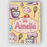 Personalised Name Kawaii Baking Mixer Cake Custom  Unique Gift Idea Elegant Feature Canvas Wall Art Print Decor Picture Ready to Hang
