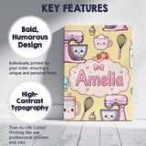 Personalised Name Kawaii Baking Mixer Cake Custom  Unique Gift Idea Elegant Feature Canvas Wall Art Print Decor Picture Ready to Hang