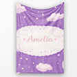Purple Night Sky Moon Hanging Stars Cute Seamless Pattern Lovely  Personalised Custom Name Super Soft Fleece Blanket Bed Sofa Throw