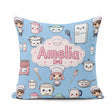 Custom Name Chef Girl Cooking Utensils on Blue Seamless Pattern Square Filled Cushion Throw Pillow Sofa Bed Home Decor Zip Washable UK Made
