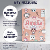 Personalised Name Kawaii Chef Girl Cooking Custom  Unique Gift Idea Elegant Feature Canvas Wall Art Print Decor Picture Ready to Hang