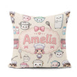 Custom Name Chef Girl Cooking Utensils on Cream Seamless Pattern Square Filled Cushion Throw Pillow Sofa Bed Home Decor Zip Washable UK Made