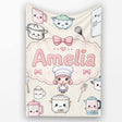 Kawaii  Chef Girl Cooking Utensils on Cream Seamless Pattern  Personalised Custom Name Super Soft Fleece Blanket Bed Sofa Throw
