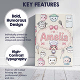 Personalised Name Kawaii Chef Girl Cooking Custom  Unique Gift Idea Elegant Feature Canvas Wall Art Print Decor Picture Ready to Hang