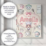 Personalised Name Kawaii Chef Girl Cooking Custom  Unique Gift Idea Elegant Feature Canvas Wall Art Print Decor Picture Ready to Hang