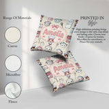 Custom Name Chef Girl Cooking Utensils on Cream Seamless Pattern Square Filled Cushion Throw Pillow Sofa Bed Home Decor Zip Washable UK Made