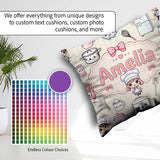 Custom Name Chef Girl Cooking Utensils on Cream Seamless Pattern Square Filled Cushion Throw Pillow Sofa Bed Home Decor Zip Washable UK Made