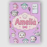 Personalised Name Kawaii Chef Girl Cooking Custom  Unique Gift Idea Elegant Feature Canvas Wall Art Print Decor Picture Ready to Hang