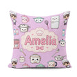 Custom Name Kawaii Chef Girl Cooking Utensils on Purple Seamless Square Filled Cushion Throw Pillow Sofa Bed Home Decor Zip Washable UK Made
