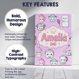 Personalised Name Kawaii Chef Girl Cooking Custom  Unique Gift Idea Elegant Feature Canvas Wall Art Print Decor Picture Ready to Hang