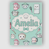 Personalised Name Kawaii Chef Girl Cooking Custom  Unique Gift Idea Elegant Feature Canvas Wall Art Print Decor Picture Ready to Hang