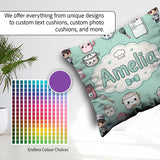 Custom Name Chef Girl Cooking Utensils on Mint Seamless Pattern Square Filled Cushion Throw Pillow Sofa Bed Home Decor Zip Washable UK Made
