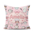 Custom Name Chef Girl Cooking Utensils on Pink Seamless Pattern Square Filled Cushion Throw Pillow Sofa Bed Home Decor Zip Washable UK Made