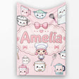 Kawaii  Chef Girl Cooking Utensils on Pink Seamless Pattern  Personalised Custom Name Super Soft Fleece Blanket Bed Sofa Throw