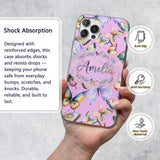 Pastel Watercolor Butterflies Lavender Background Custom Name Protective Phone Case Mobile Cover Durable Everyday Smartphone Shock Resistant