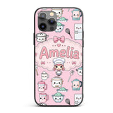Kawaii Chef Girl Cooking Utensils on Soft Pink Custom Name Protective Phone Case Mobile Cover Durable Everyday Smartphone Shock Resistant