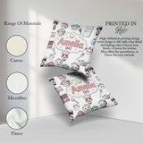 Custom Name Cute Kawaii Chef Girl Cooking Utensils Grey Seamless Square Filled Cushion Throw Pillow Sofa Bed Home Decor Zip Washable UK Made