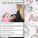 Cute Kawaii Chef Girl Cooking Utensils Grey Background Seamless  Personalised Custom Name Super Soft Fleece Blanket Bed Sofa Throw