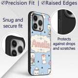 Cute Kawaii Coffee Maker Milk Carton Cups Blue Custom Name Protective Phone Case Mobile Cover Durable Everyday Smartphone Shock Resistant