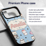 Cute Kawaii Coffee Maker Milk Carton Cups Blue Custom Name Protective Phone Case Mobile Cover Durable Everyday Smartphone Shock Resistant