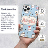 Cute Kawaii Coffee Maker Milk Carton Cups Blue Custom Name Protective Phone Case Mobile Cover Durable Everyday Smartphone Shock Resistant