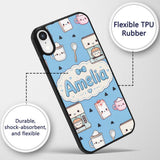 Cute Kawaii Coffee Maker Milk Carton Cups Sky Custom Name Protective Phone Case Mobile Cover Durable Everyday Smartphone Shock Resistant