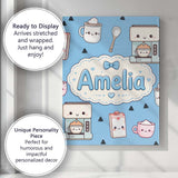 Personalised Name Cute Kawaii Coffee Maker Custom  Unique Gift Idea Elegant Feature Canvas Wall Art Print Decor Picture Ready to Hang
