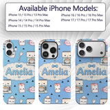 Cute Kawaii Coffee Maker Milk Carton Cups Sky Custom Name Protective Phone Case Mobile Cover Durable Everyday Smartphone Shock Resistant