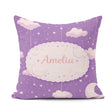 Custom Name Purple Night Sky Moon Hanging Stars Seamless Pattern Square Filled Cushion Throw Pillow Sofa Bed Home Decor Zip Washable UK Made