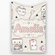 Cute Kawaii Coffee Maker Milk Carton Cups Cream Background Seamless  Personalised Custom Name Super Soft Fleece Blanket Bed Sofa Throw