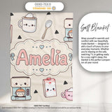 Cute Kawaii Coffee Maker Milk Carton Cups Cream Background Seamless  Personalised Custom Name Super Soft Fleece Blanket Bed Sofa Throw
