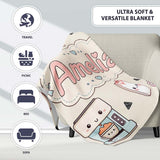 Cute Kawaii Coffee Maker Milk Carton Cups Cream Background Seamless  Personalised Custom Name Super Soft Fleece Blanket Bed Sofa Throw