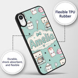 Kawaii Coffee Maker Milk Carton Cups Mint Green Custom Name Protective Phone Case Mobile Cover Durable Everyday Smartphone Shock Resistant