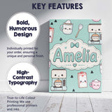 Personalised Name Kawaii Coffee Maker Milk Custom  Unique Gift Idea Elegant Feature Canvas Wall Art Print Decor Picture Ready to Hang