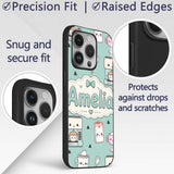Kawaii Coffee Maker Milk Carton Cups Mint Green Custom Name Protective Phone Case Mobile Cover Durable Everyday Smartphone Shock Resistant