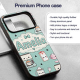 Kawaii Coffee Maker Milk Carton Cups Mint Green Custom Name Protective Phone Case Mobile Cover Durable Everyday Smartphone Shock Resistant