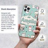 Kawaii Coffee Maker Milk Carton Cups Mint Green Custom Name Protective Phone Case Mobile Cover Durable Everyday Smartphone Shock Resistant