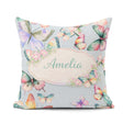 Custom Name Watercolor Butterflies Pale Blue Background Seamless Square Filled Cushion Throw Pillow Sofa Bed Home Decor Zip Washable UK Made
