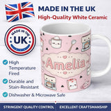 Personalized Custom Name Cute Kawaii Coffee Maker Milk Carton Cups Soft Pink Background 11oz Ceramic Coffee Tea Mug White Large Handle