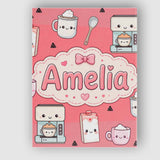 Personalised Name Cute Kawaii Coffee Maker Custom  Unique Gift Idea Elegant Feature Canvas Wall Art Print Decor Picture Ready to Hang