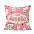Custom Name Cute Kawaii Milk Carton Cups Red Background Seamless Square Filled Cushion Throw Pillow Sofa Bed Home Decor Zip Washable UK Made