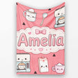 Cute Kawaii Coffee Maker Milk Carton Cups Red Background Seamless  Personalised Custom Name Super Soft Fleece Blanket Bed Sofa Throw