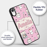 Kawaii Coffee Maker Milk Carton Cups Blush Pink Custom Name Protective Phone Case Mobile Cover Durable Everyday Smartphone Shock Resistant