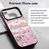Kawaii Coffee Maker Milk Carton Cups Blush Pink Custom Name Protective Phone Case Mobile Cover Durable Everyday Smartphone Shock Resistant