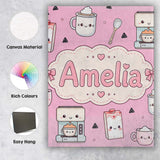 Personalised Name Kawaii Coffee Maker Milk Custom  Unique Gift Idea Elegant Feature Canvas Wall Art Print Decor Picture Ready to Hang